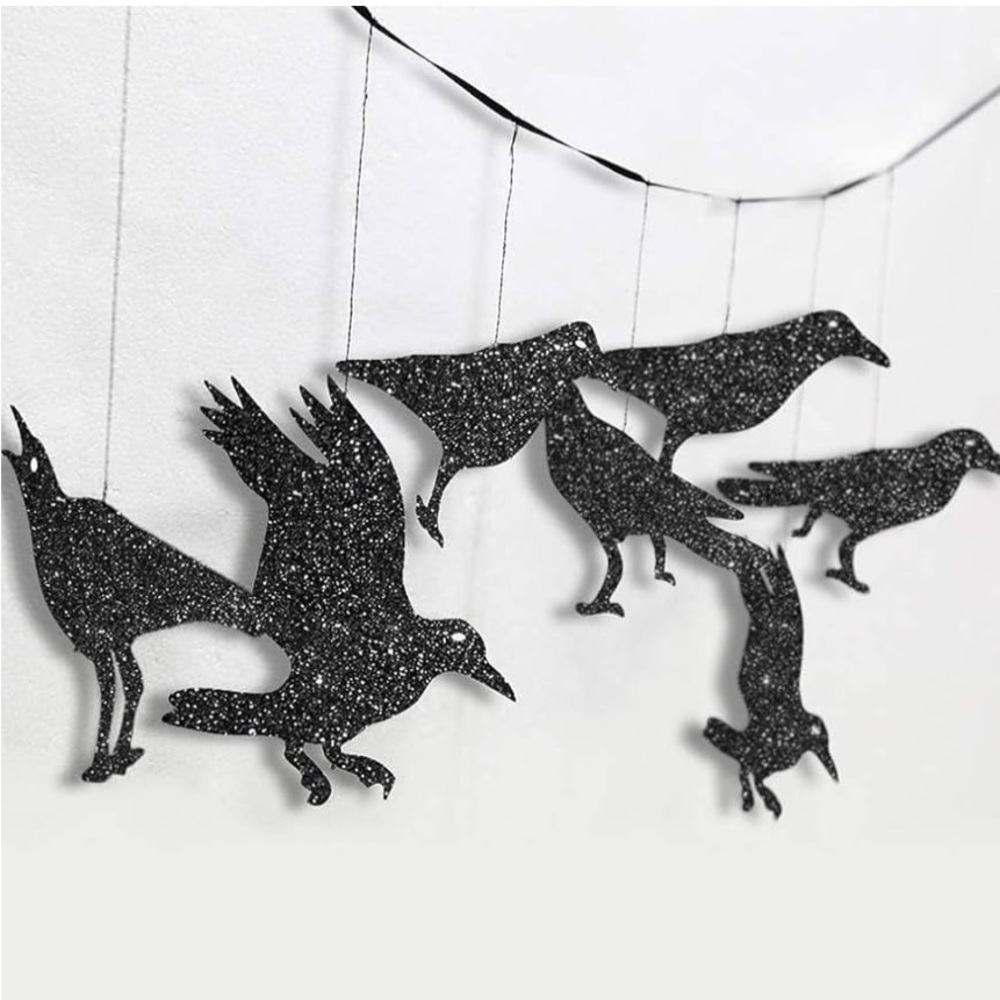 DIY glitter black crows decor